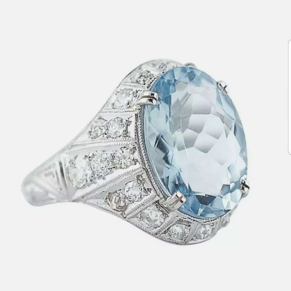 NWOT Fashion Women Blue Aquamarine Ring Gemstone